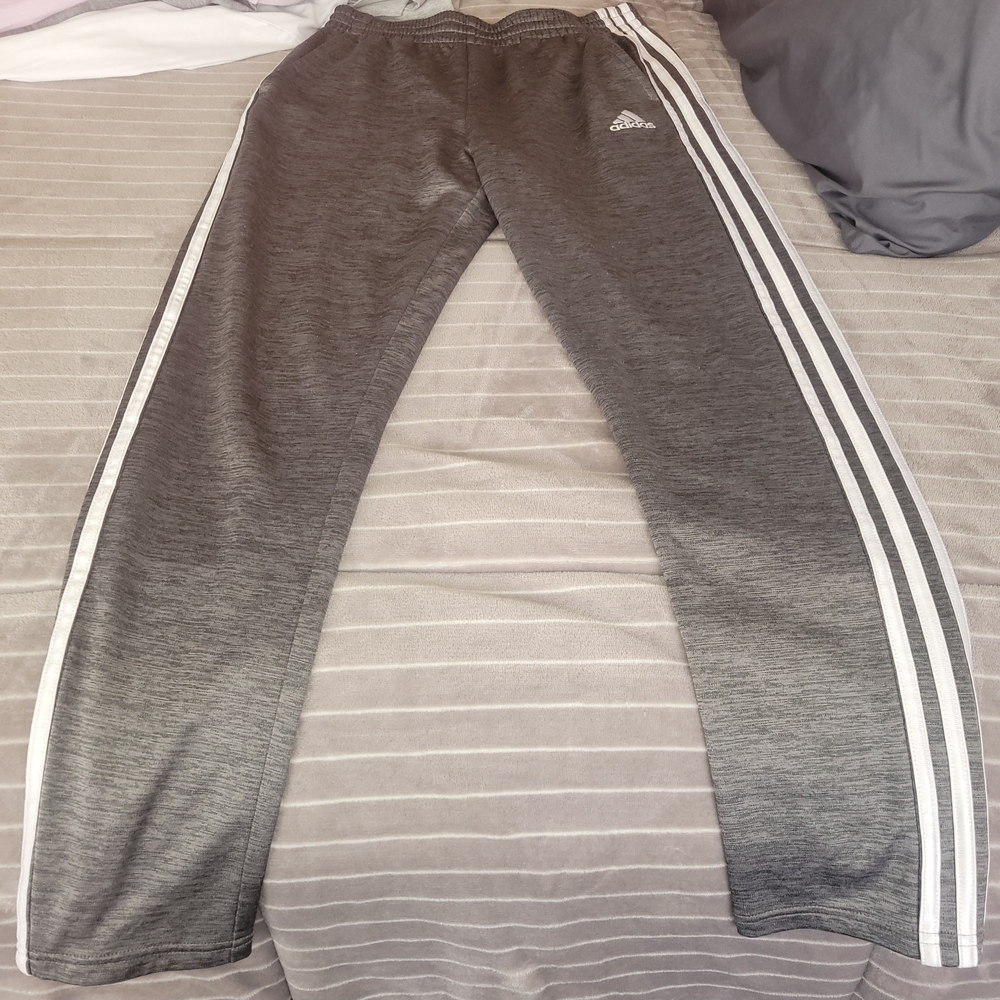 Adidas Kids Charcoal Joggers with White Stripes